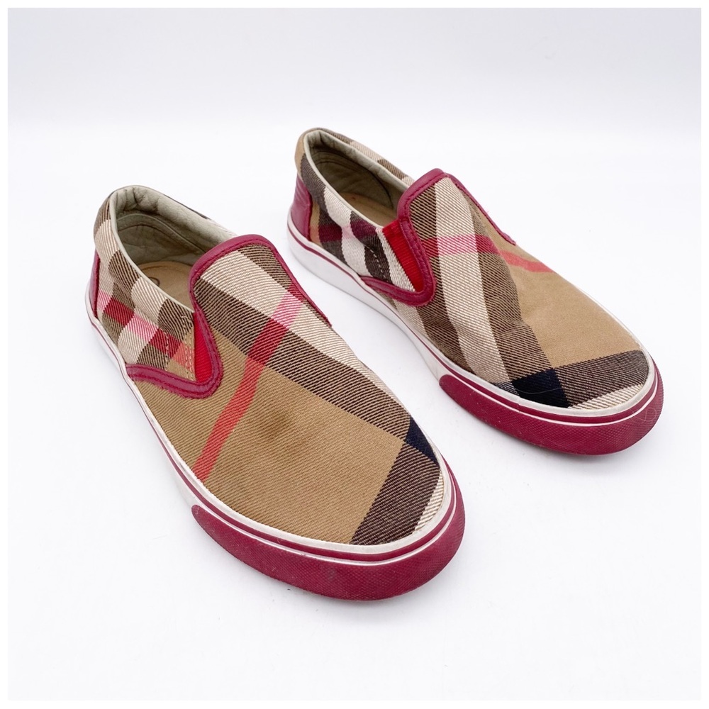 Burberry Kids Sneakers in Red and Tan Plaid
